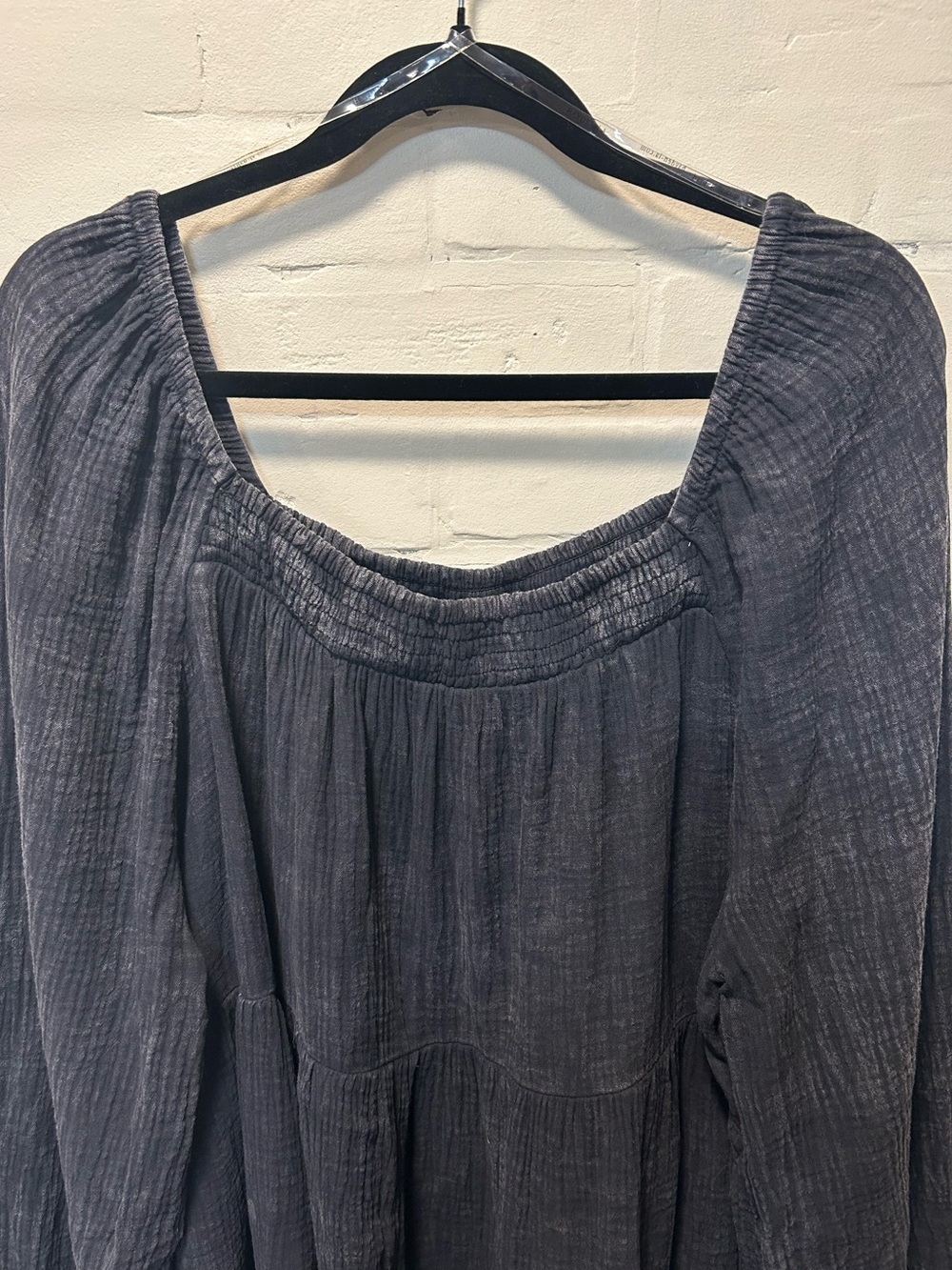 Hayden Black Cotton Gauze Peasant Blouse Balloon Sleeve Babydoll Top 1XL - Picture 4 of 10